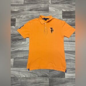 U.S. Polo Assn. Men’s Large 14-16 Orange Big Logo Polo Shirt Classic Summer